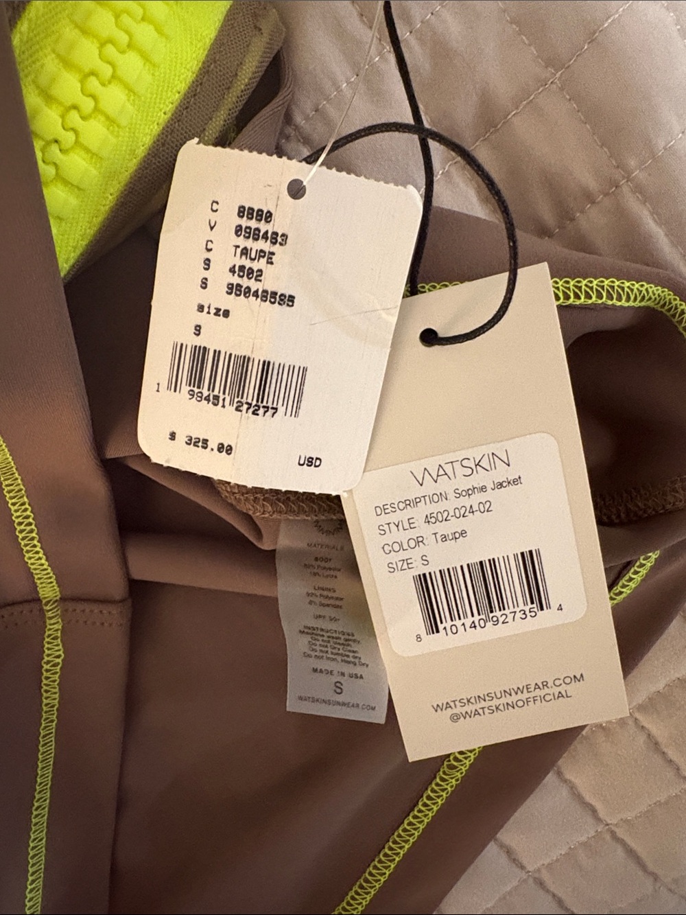 Watskin Sophie UV Protection Surf Jacket in Taupe SZ S NWT - Picture 5 of 5